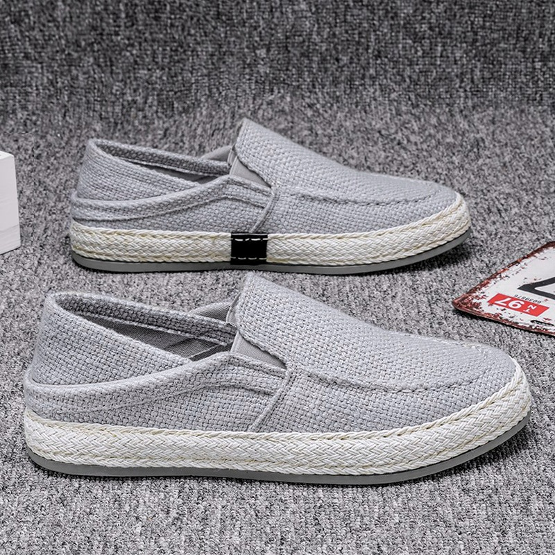 Men's Casual Linen Shoes Lightweight Summer Slip-on Lazy Loafers