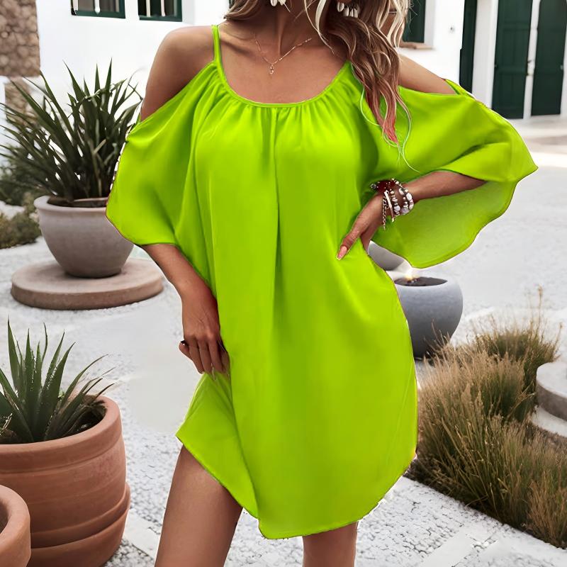 Women's Summer Cold-Shoulder Spaghetti Strap Dress