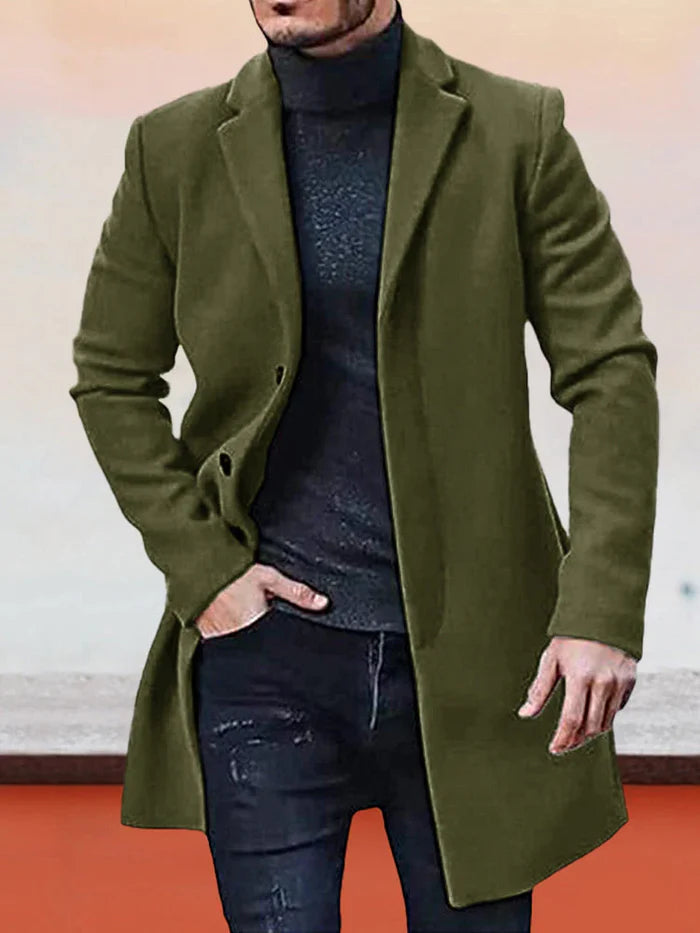 ✨Men's Single Row Buckle Solid Color Jacket