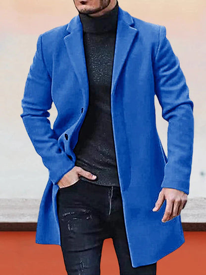 ✨Men's Single Row Buckle Solid Color Jacket
