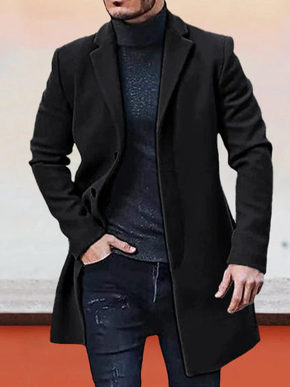 ✨Men's Single Row Buckle Solid Color Jacket