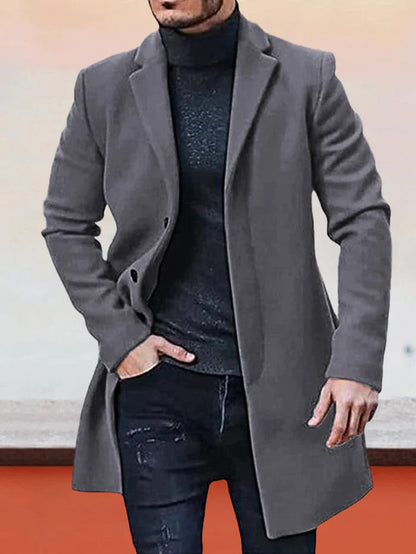 ✨Men's Single Row Buckle Solid Color Jacket