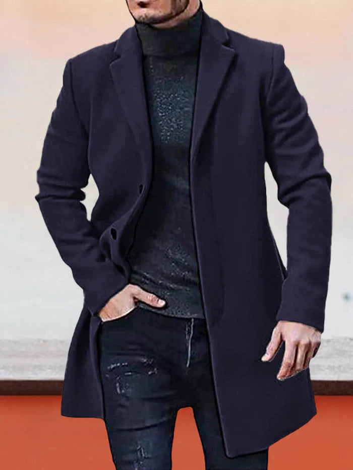 ✨Men's Single Row Buckle Solid Color Jacket