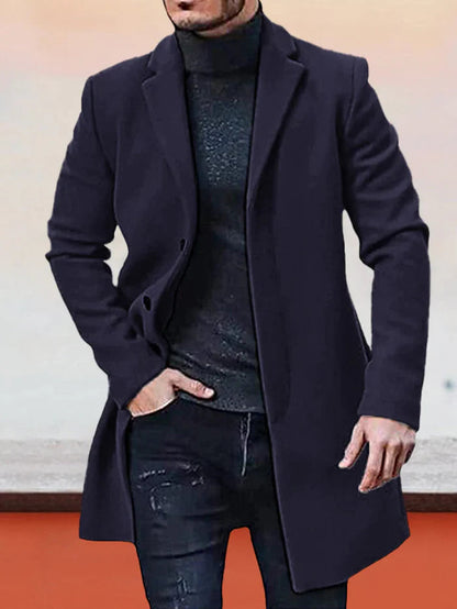✨Men's Single Row Buckle Solid Color Jacket