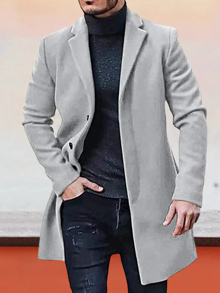 ✨Men's Single Row Buckle Solid Color Jacket