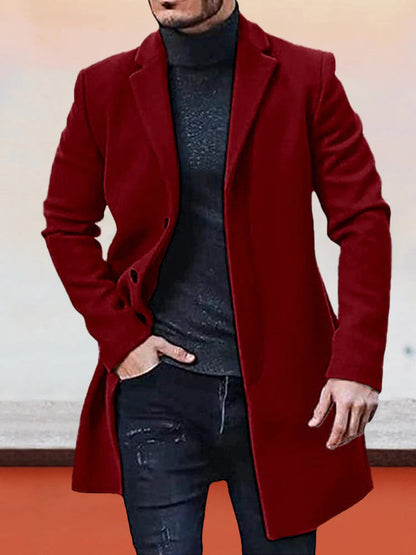 ✨Men's Single Row Buckle Solid Color Jacket