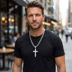Men's Stainless Steel Cross Pendant Necklace