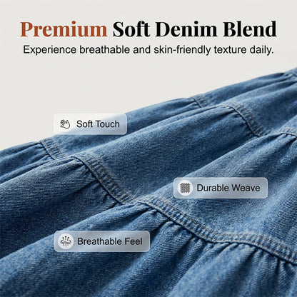 👗 Tiered Denim, Flattering A-Line Shape | Women's High-Waist Button Maxi Skirt