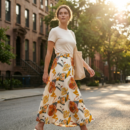 Women's Boho Floral Maxi Skirt