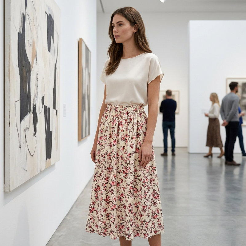 Women's Boho Floral Maxi Skirt