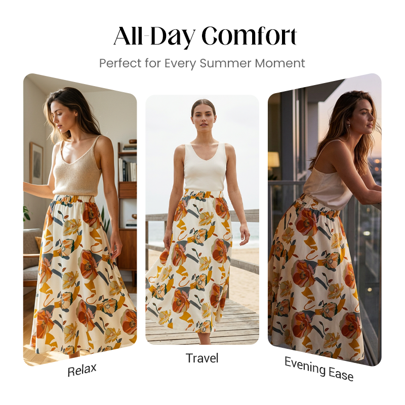 Women's Boho Floral Maxi Skirt