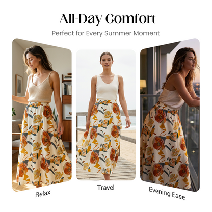 Women's Boho Floral Maxi Skirt