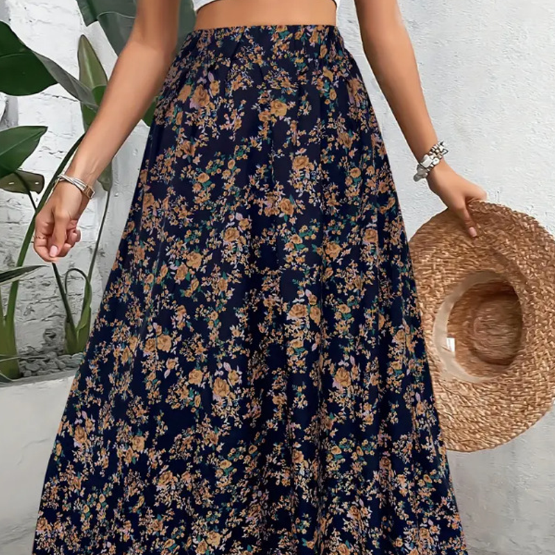 Women's Boho Floral Maxi Skirt