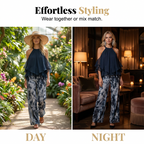 Women's 2-Piece Flowy Halter Outfit with Printed Pants
