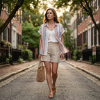 Women's Striped Short-Sleeve Button Down Shirt
