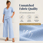 Women's V-Neck Top & Wide-Leg Pants Set
