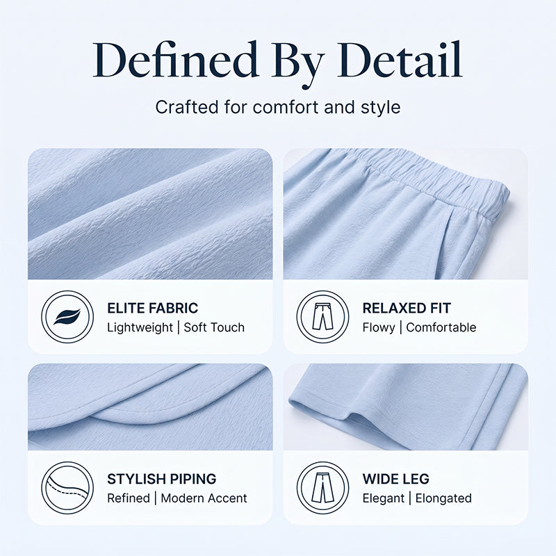 Women's V-Neck Top & Wide-Leg Pants Set