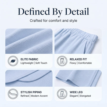 Women's V-Neck Top & Wide-Leg Pants Set