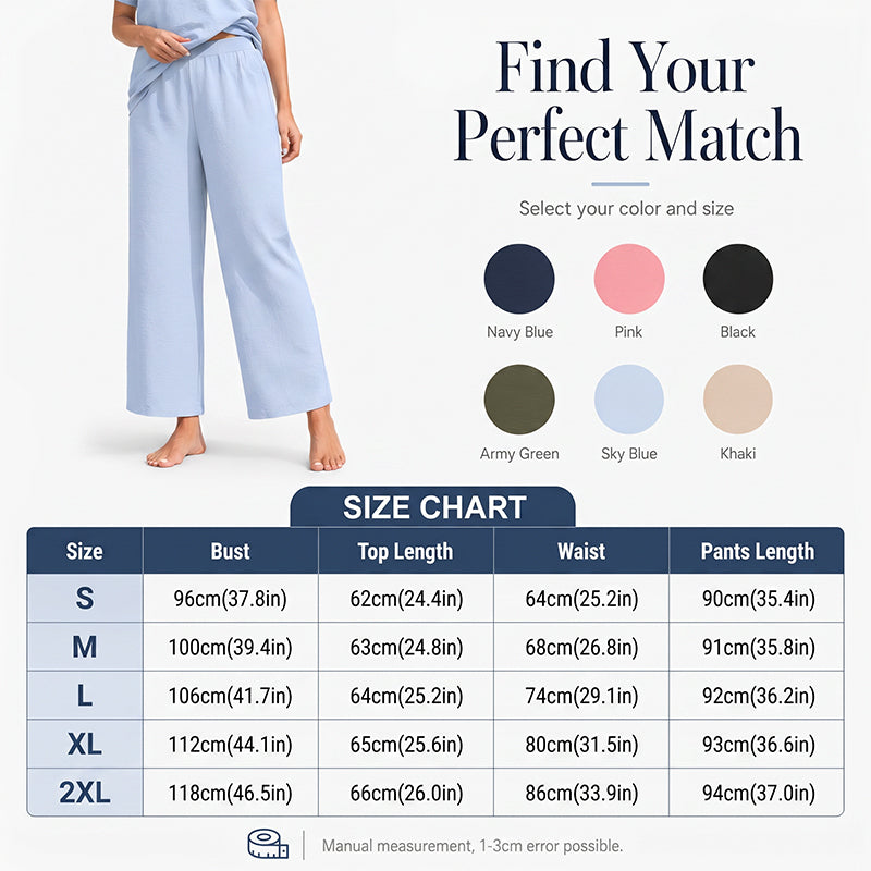 Women's V-Neck Top & Wide-Leg Pants Set