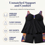 Women's Flowy Tankini Top and Shorts Swimsuit