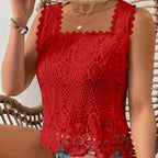 Women's Elegant Square Neck Lace Tank Top