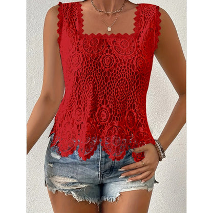 Women's Elegant Square Neck Lace Tank Top