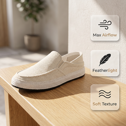 Men's Casual Linen Shoes Lightweight Summer Slip-on Lazy Loafers