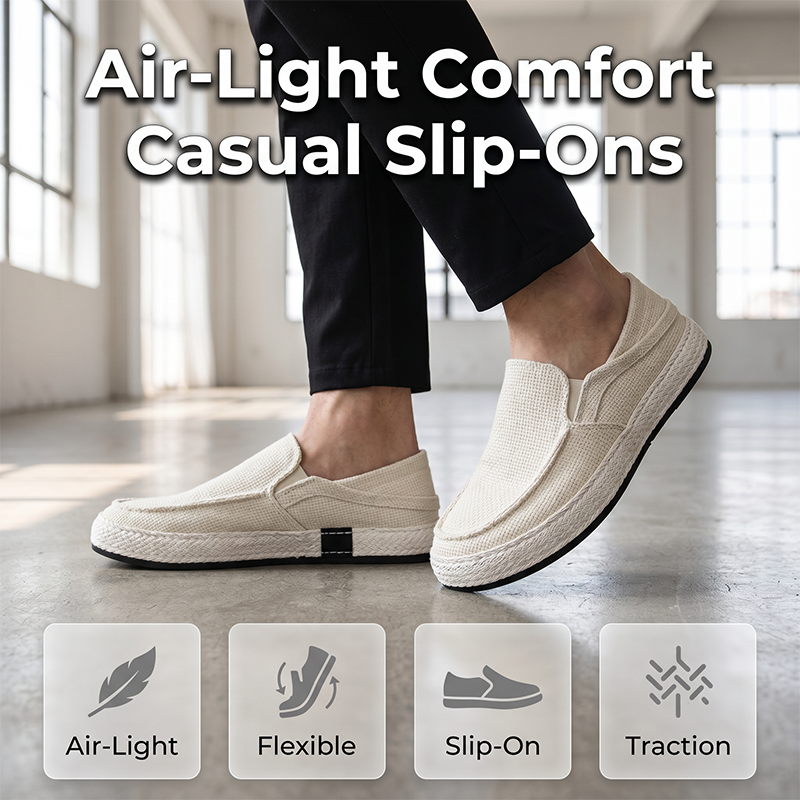 Men's Casual Linen Shoes Lightweight Summer Slip-on Lazy Loafers