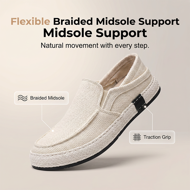 Men's Casual Linen Shoes Lightweight Summer Slip-on Lazy Loafers
