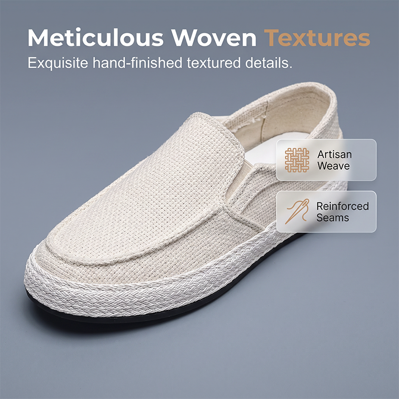 Men's Casual Linen Shoes Lightweight Summer Slip-on Lazy Loafers