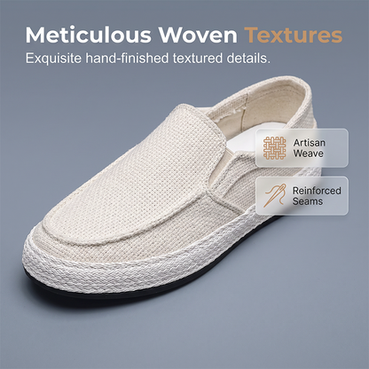 Men's Casual Linen Shoes Lightweight Summer Slip-on Lazy Loafers