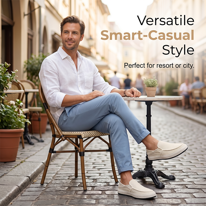 Men's Casual Linen Shoes Lightweight Summer Slip-on Lazy Loafers