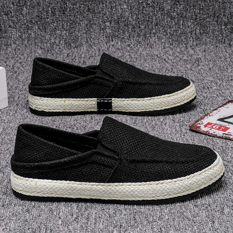 Men's Casual Linen Shoes Lightweight Summer Slip-on Lazy Loafers