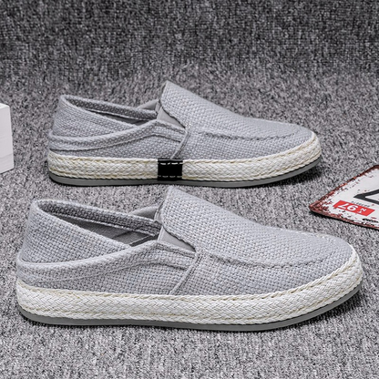 Men's Casual Linen Shoes Lightweight Summer Slip-on Lazy Loafers