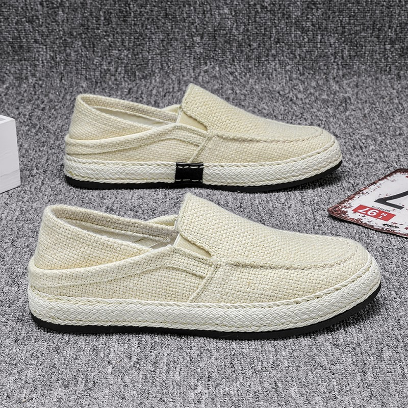 Men's Casual Linen Shoes Lightweight Summer Slip-on Lazy Loafers