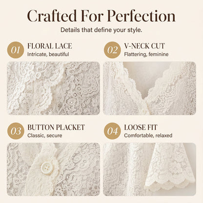 Women's Casual V-Neck Short Sleeve Lace Top