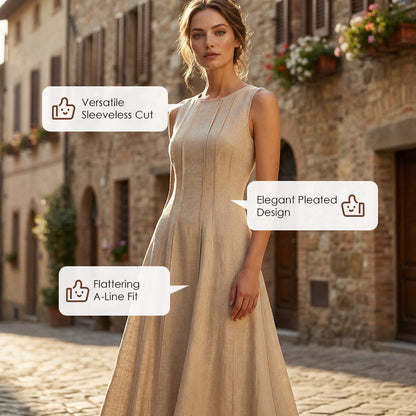 Women's Sleeveless Pleated A-Line Maxi Dress