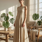 Women's Sleeveless Pleated A-Line Maxi Dress