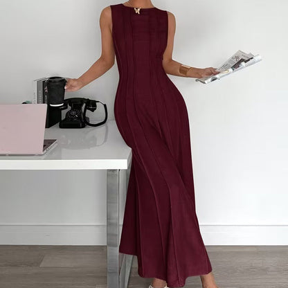 Women's Sleeveless Pleated A-Line Maxi Dress