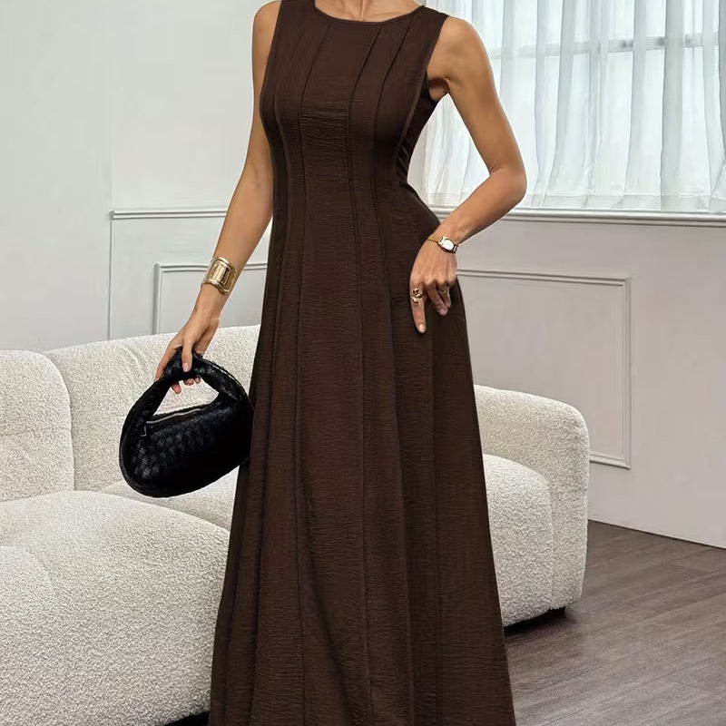 Women's Sleeveless Pleated A-Line Maxi Dress