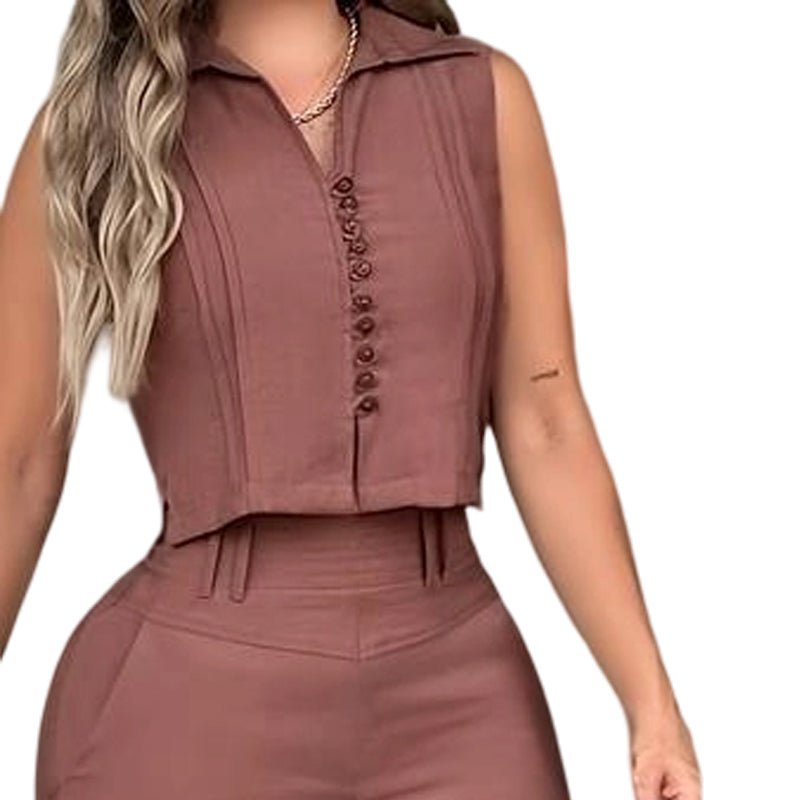 Women's Sleeveless Top & Pants 2-Piece Set