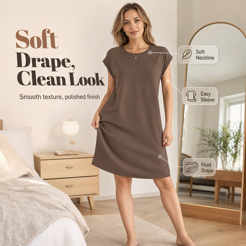 Women's Crew Neck Solid Color Dress