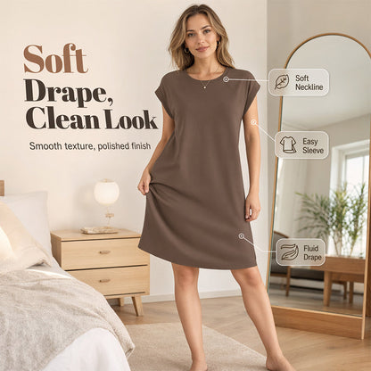 Women's Crew Neck Solid Color Dress