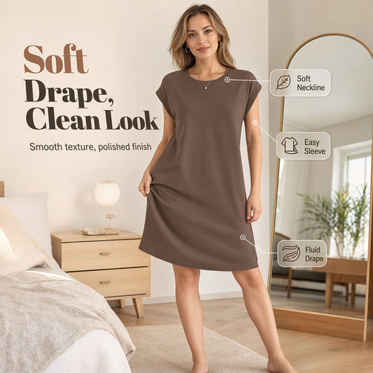 Women's Crew Neck Solid Color Dress