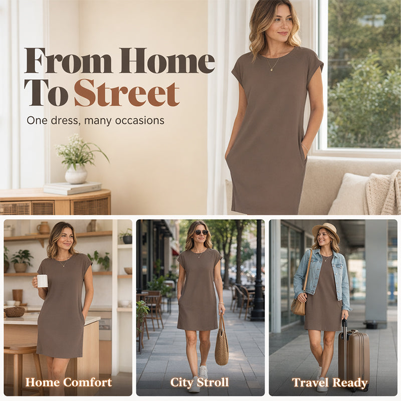 Women's Crew Neck Solid Color Dress