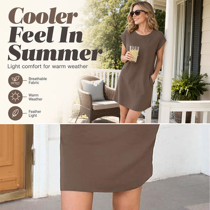 Women's Crew Neck Solid Color Dress