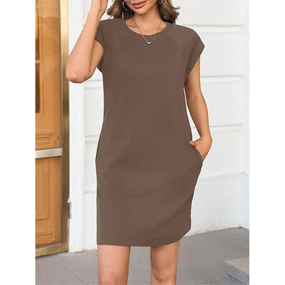Women's Crew Neck Solid Color Dress