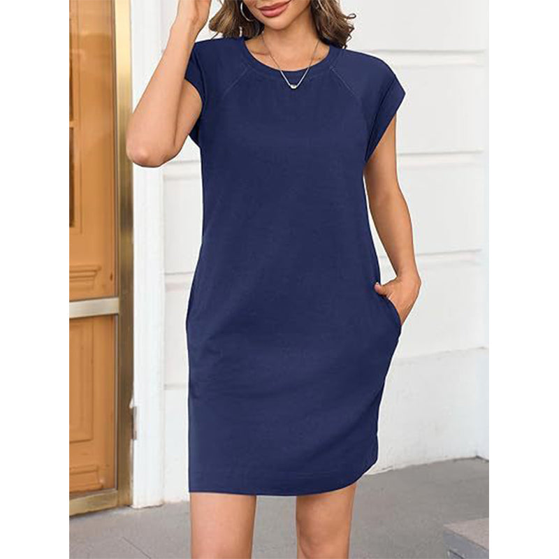 Women's Crew Neck Solid Color Dress