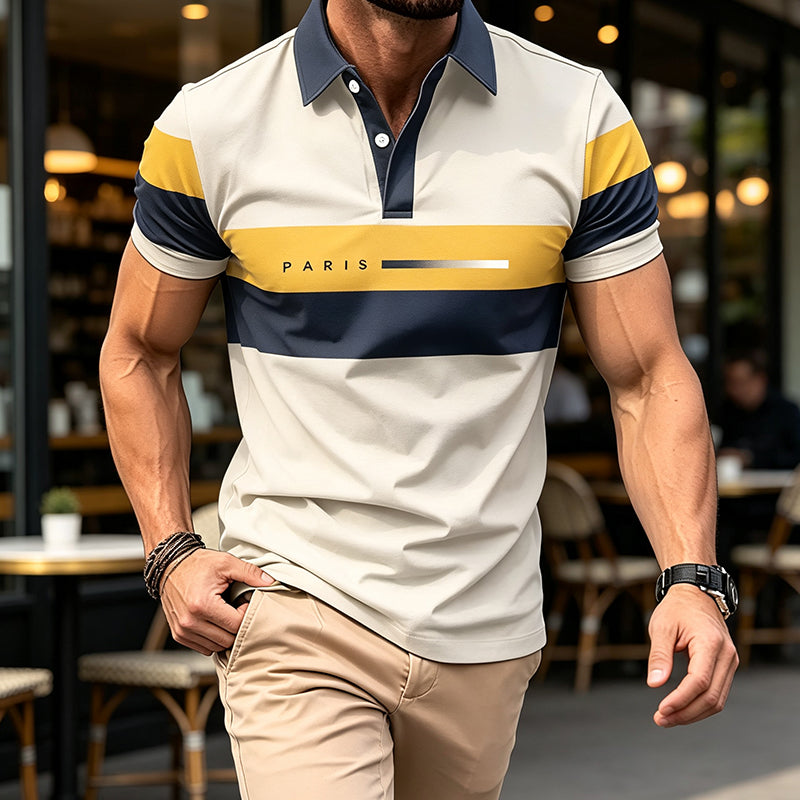 Men's Casual Color Block Shirt Short Sleeve