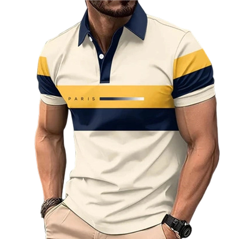 Men's Casual Color Block Shirt Short Sleeve